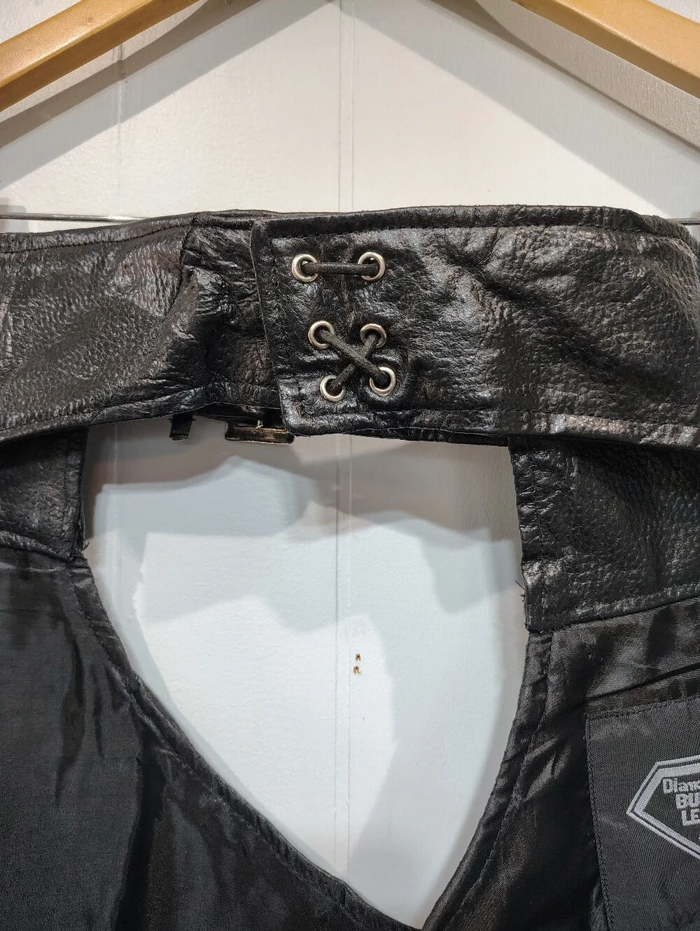 Diamond Plate Buffalo Leather‎ Chaps Black size XL Motorcycle Biker Harley Moto